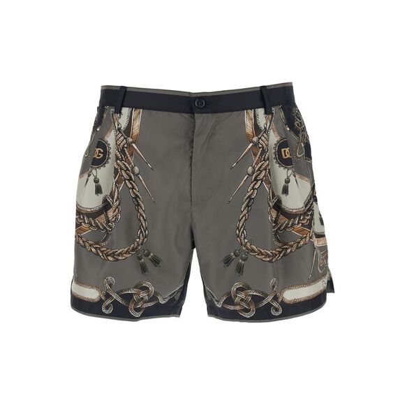 Dolce & Gabbana Men Greyl Swimsuit With All-Over Print In Tech Fabric Man